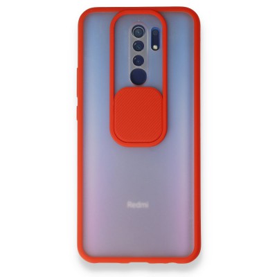 Xiaomi Redmi 9 Kılıf Palm Buzlu Kamera Sürgülü Silikon - Kırmızı