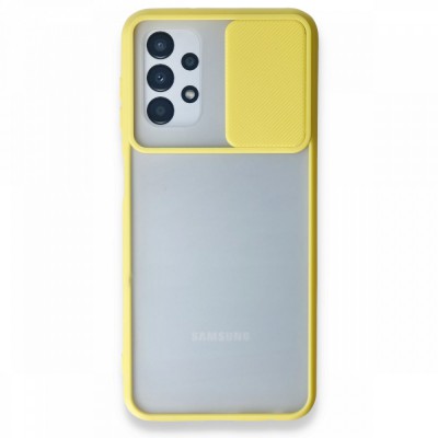 Samsung Galaxy A23 4g Kılıf Palm Buzlu Kamera Sürgülü Silikon - Sarı