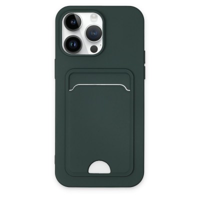 iphone 15 Pro Max Kılıf Kelvin Kartvizitli Silikon - Koyu Yeşil