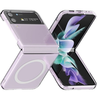 Samsung Galaxy Z Flip 3 Kılıf Magneticsafe Şeffaf Silikon - Şeffaf