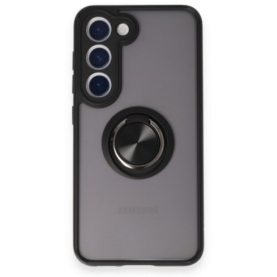Samsung Galaxy S23 Kılıf Montreal Yüzüklü Silikon Kapak - Siyah