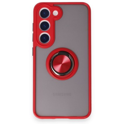 Samsung Galaxy S23 Kılıf Montreal Yüzüklü Silikon Kapak - Kırmızı