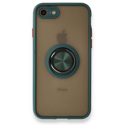 iphone 7 Kılıf Montreal Yüzüklü Silikon Kapak - Yeşil