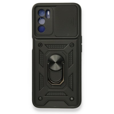 Oppo A16 Kılıf Pars Lens Yüzüklü Silikon - Siyah
